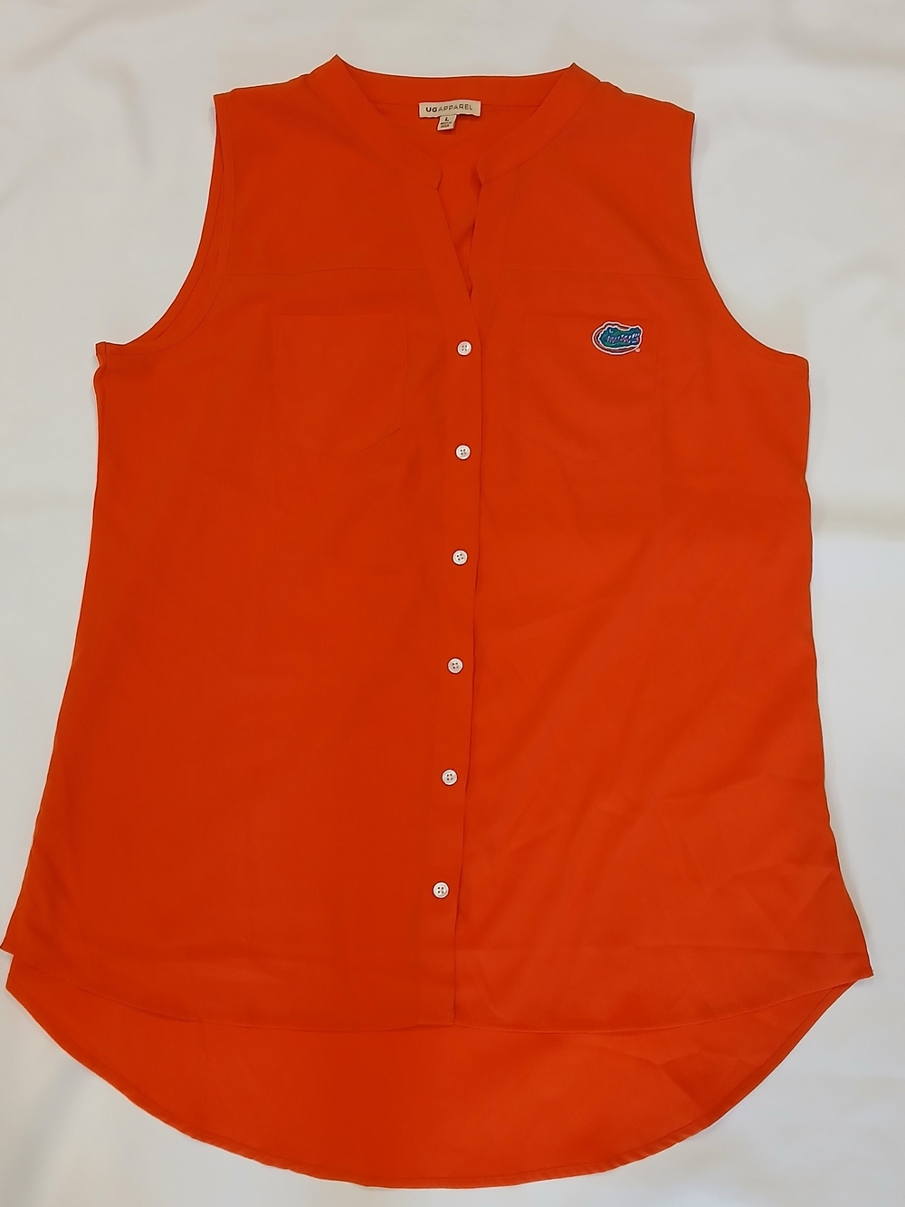 UG Apparel Florida Gators Womens Large Orange Sleeveless Button Down Tunic Top